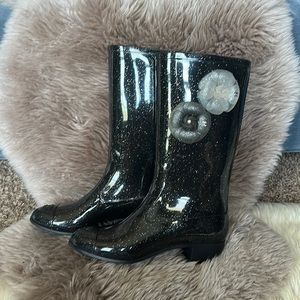 Chanel Camellia Glitter Rain Boots